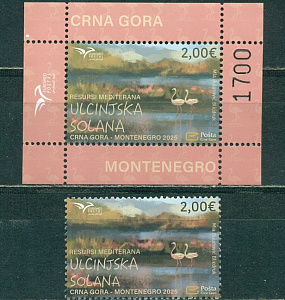 Черногория, 2025, Птицы, Фламинго, 1 марка+блок